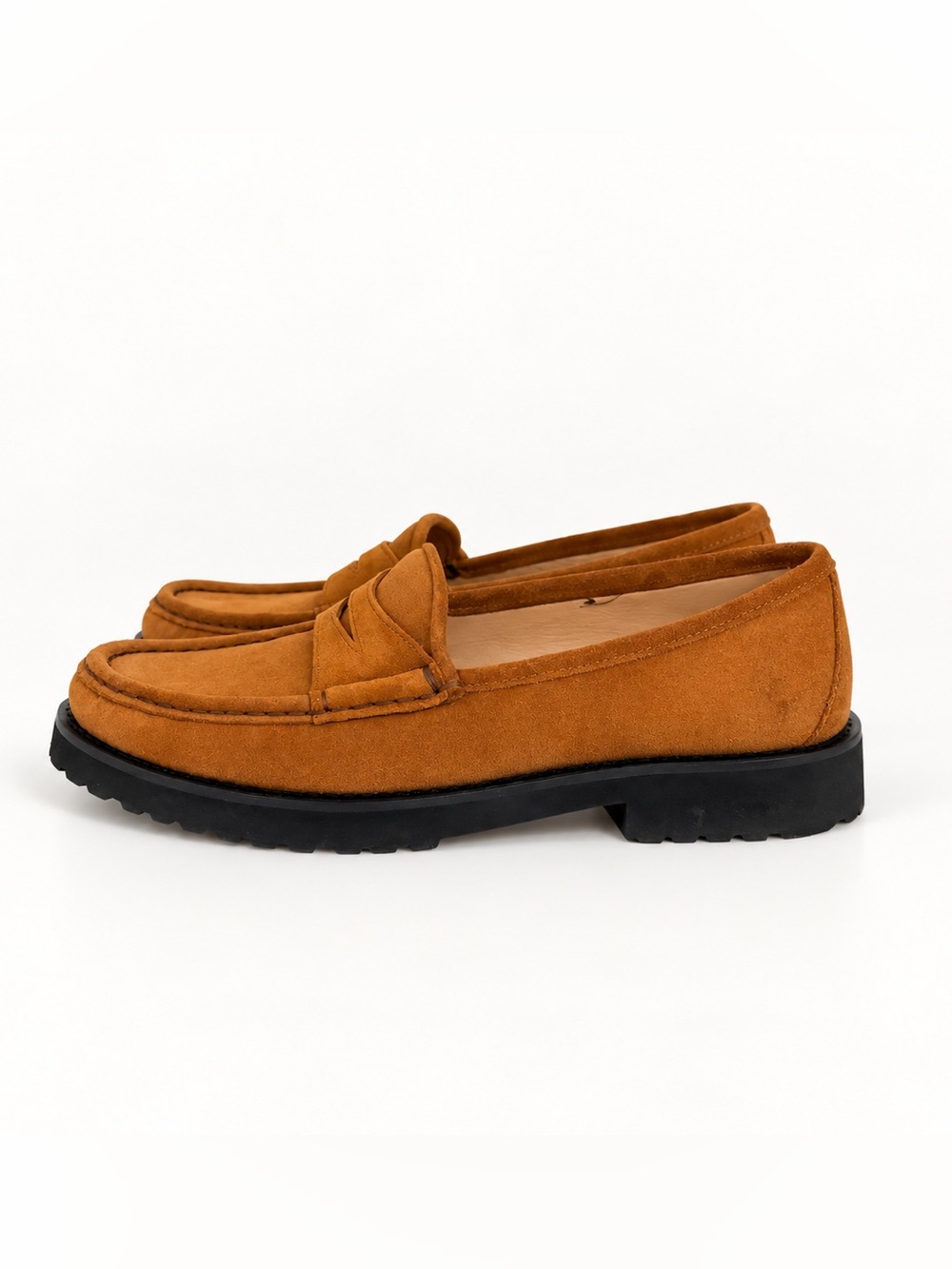ANN MASHBURN Neutral Camel Suede Slip-On Preppy Lenny Loafers EU 36.5 NIB